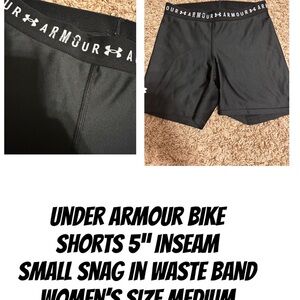 Under Armour Women's Black Bike Shorts 5” inseam size medium